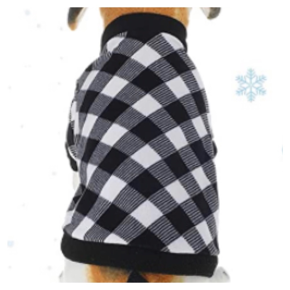 🆕Fleece Dog Sweater:Black and White Plaid- Size Small